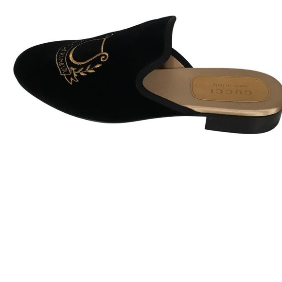 NWT Gucci Men’s Slippers Princetown Shoes Velvet Embroidered Pas De Rumeur Sz 8 main image 6